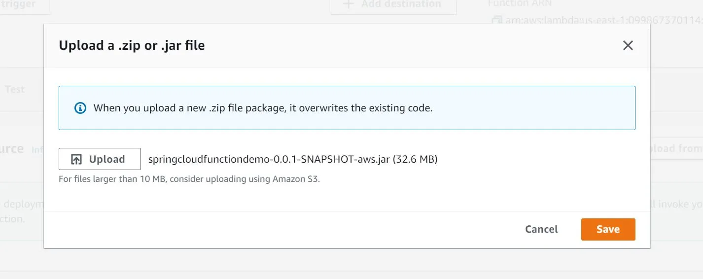 Spring Cloud Function Example - Upload Shaded Jar