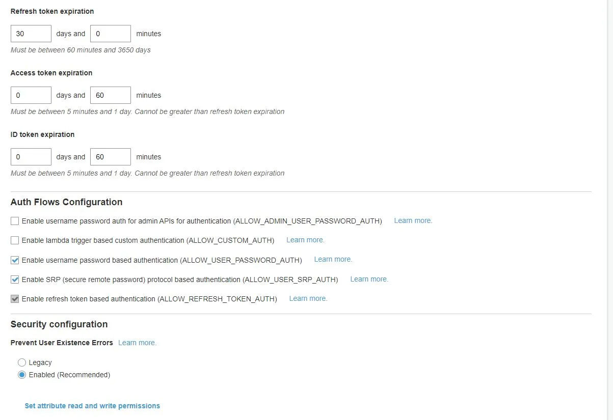Authentication with AWS Cognito - App Clients