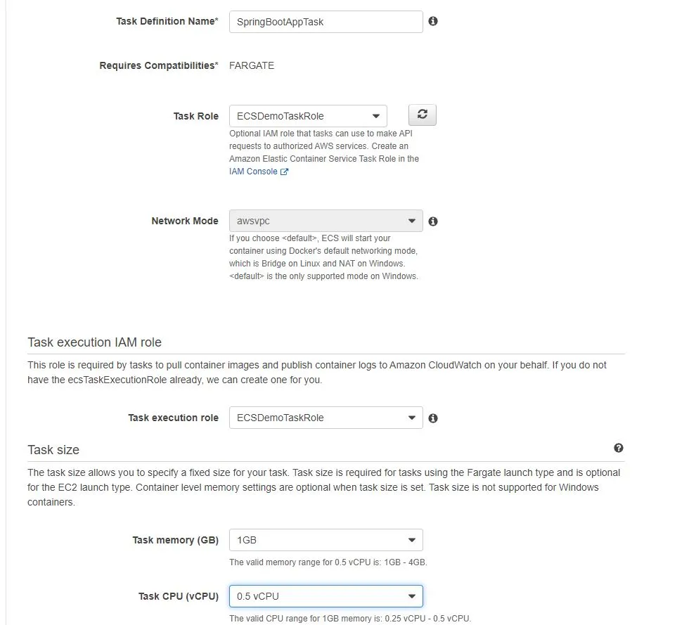 Deploying Spring Boot Application on AWS ECS - Task