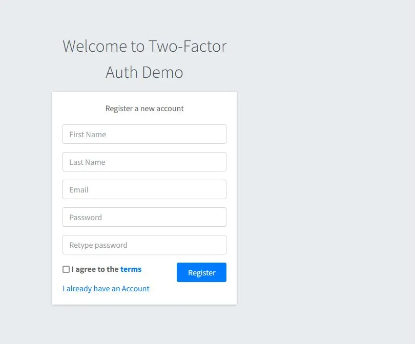 Two Factor Authentication Registration