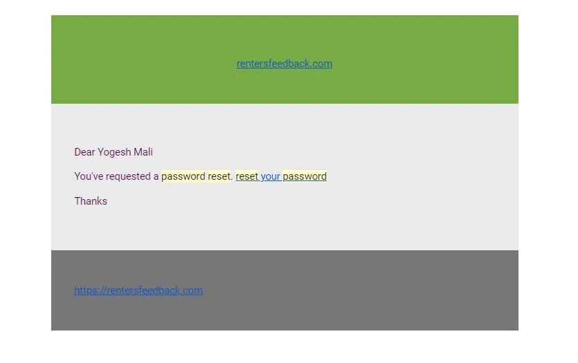 Password Reset Email